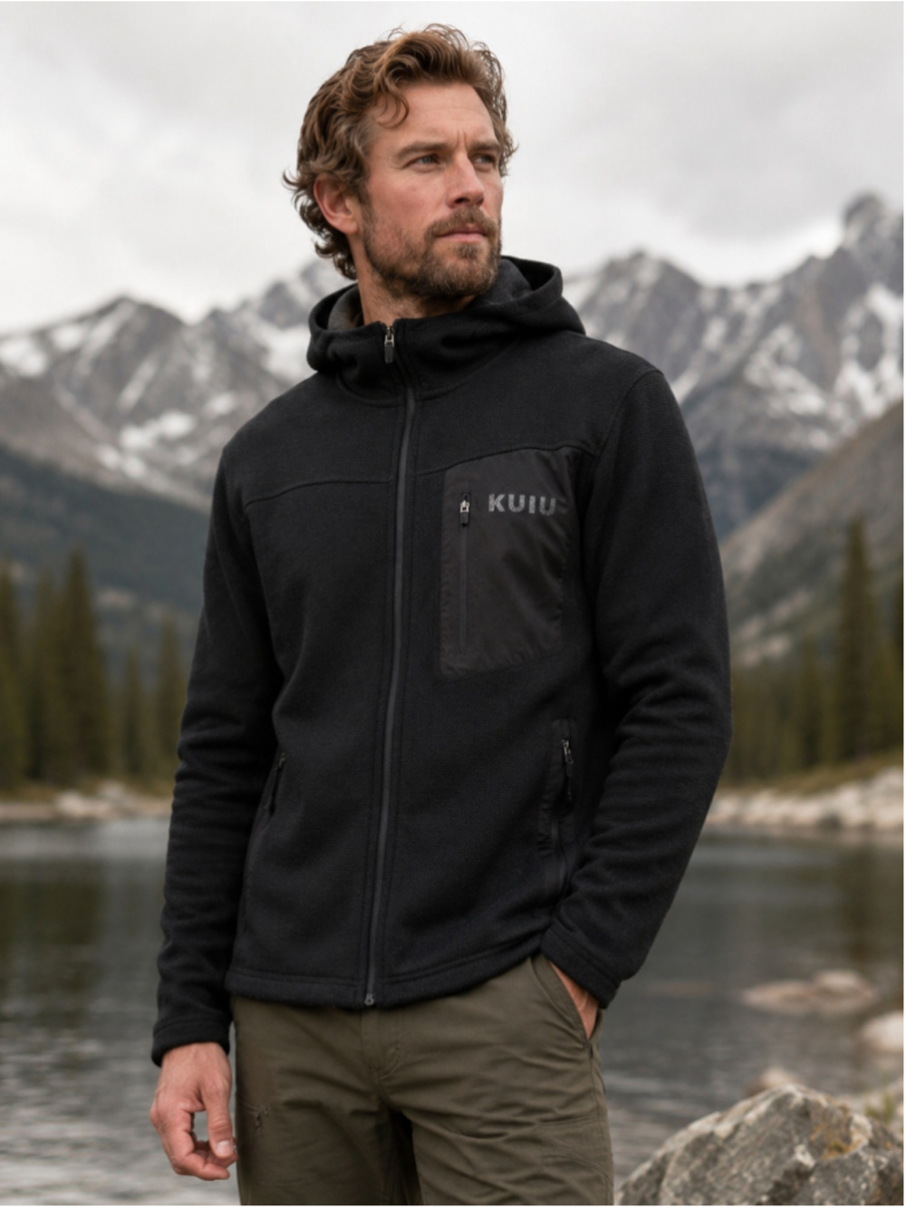 KUIU Base Camp Hooded Sweater Men L High Loft Fleece Gorpcore Hunting Jacket